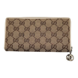 Authentic GUCCI Classic Canvas Zip Around Wallet Luxury Designer Monogram
